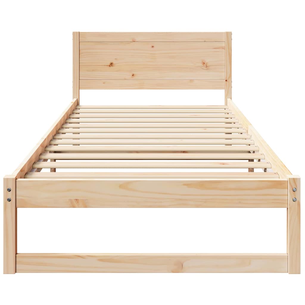 vidaXL Bed Frame with Headboard Natural 75 x 190 cm Solid Pine Wood