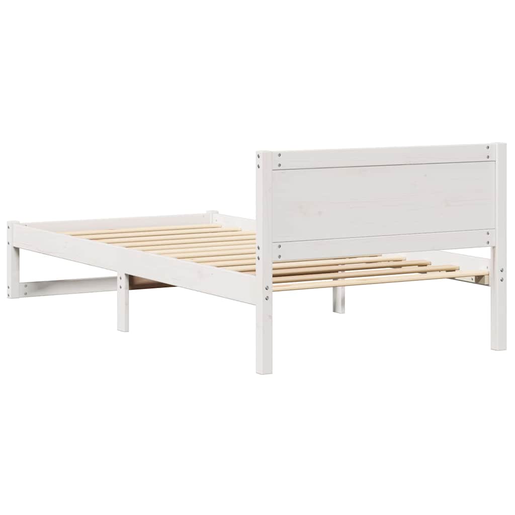 vidaXL Bed Frame with Headboard White 75 x 190 cm Solid Pine Wood