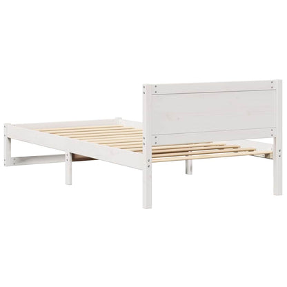 vidaXL Bed Frame with Headboard White 75 x 190 cm Solid Pine Wood