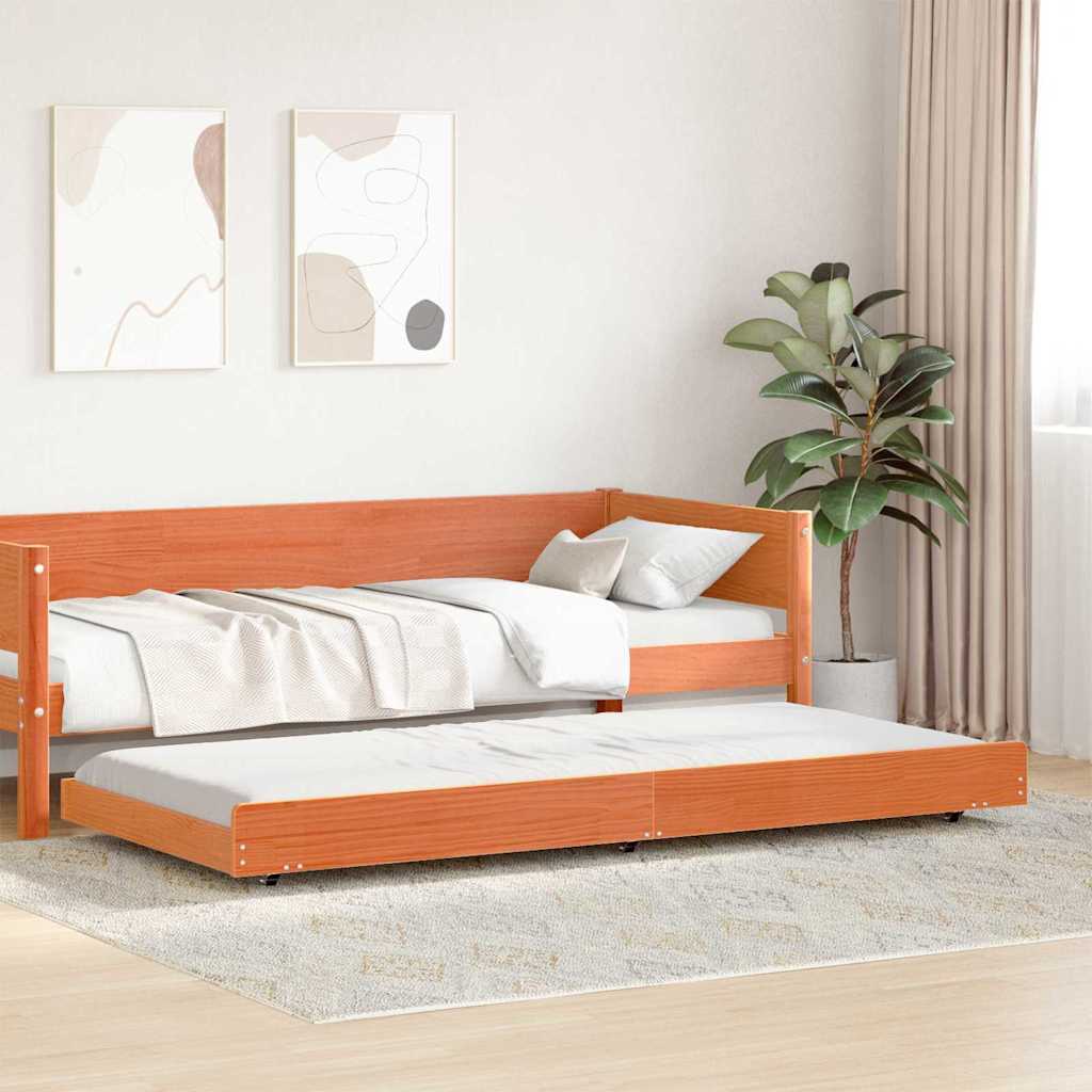 vidaXL Bed Frame Wax Brown 75 x 190 cm Solid Pine Wood