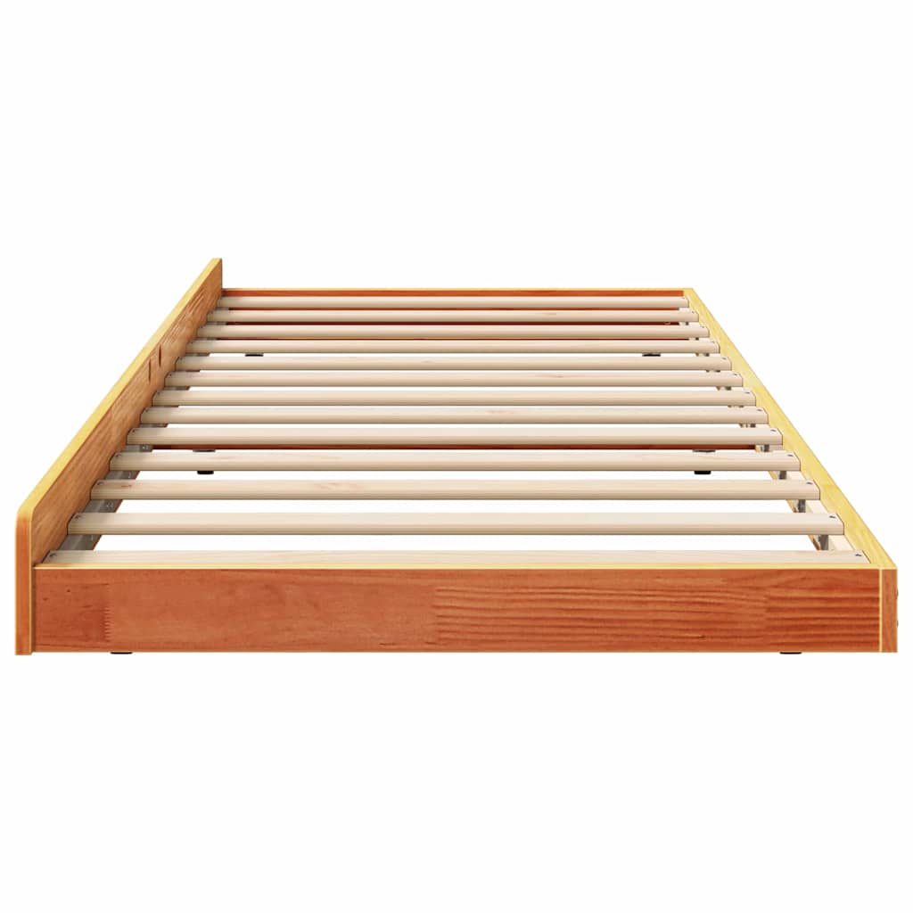 vidaXL Bed Frame Wax Brown 75 x 190 cm Solid Pine Wood