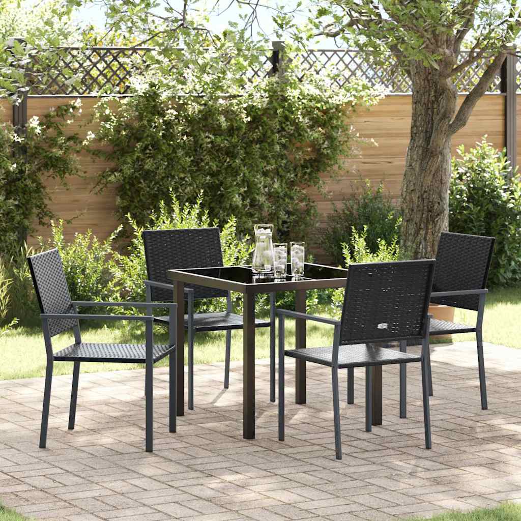 vidaXL Garden Dining Set 5 pcs Black PE Rattan