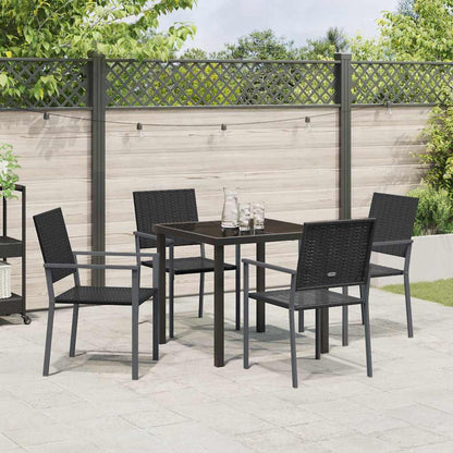 vidaXL Garden Dining Set 5 pcs Black PE Rattan