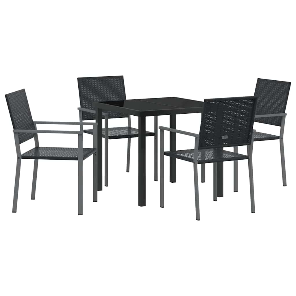 vidaXL Garden Dining Set 5 pcs Black PE Rattan