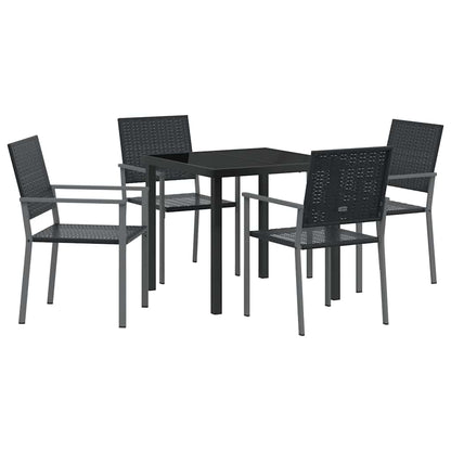 vidaXL Garden Dining Set 5 pcs Black PE Rattan