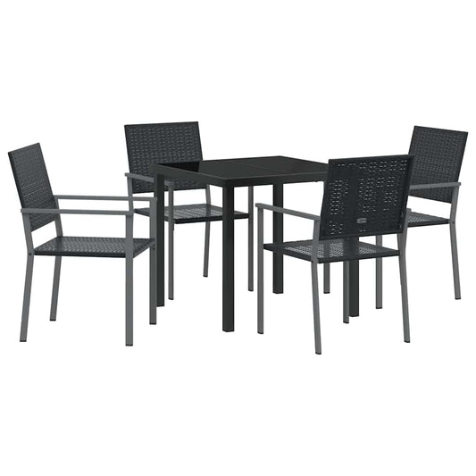 vidaXL Garden Dining Set 5 pcs Black PE Rattan