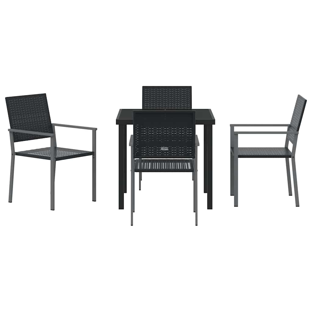 vidaXL Garden Dining Set 5 pcs Black PE Rattan