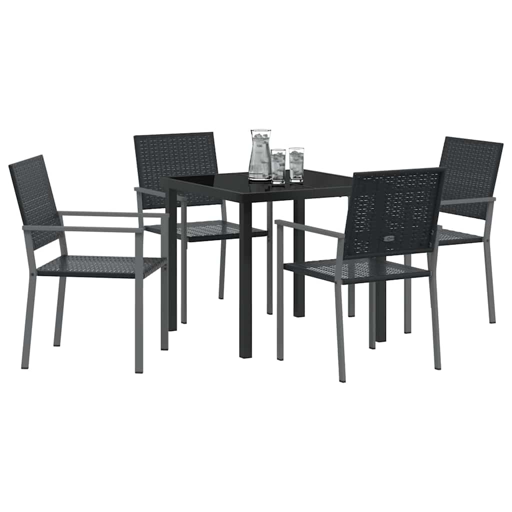 vidaXL Garden Dining Set 5 pcs Black PE Rattan