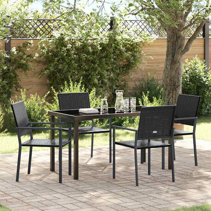 vidaXL Garden Dining Set 5 pcs Black PE Rattan