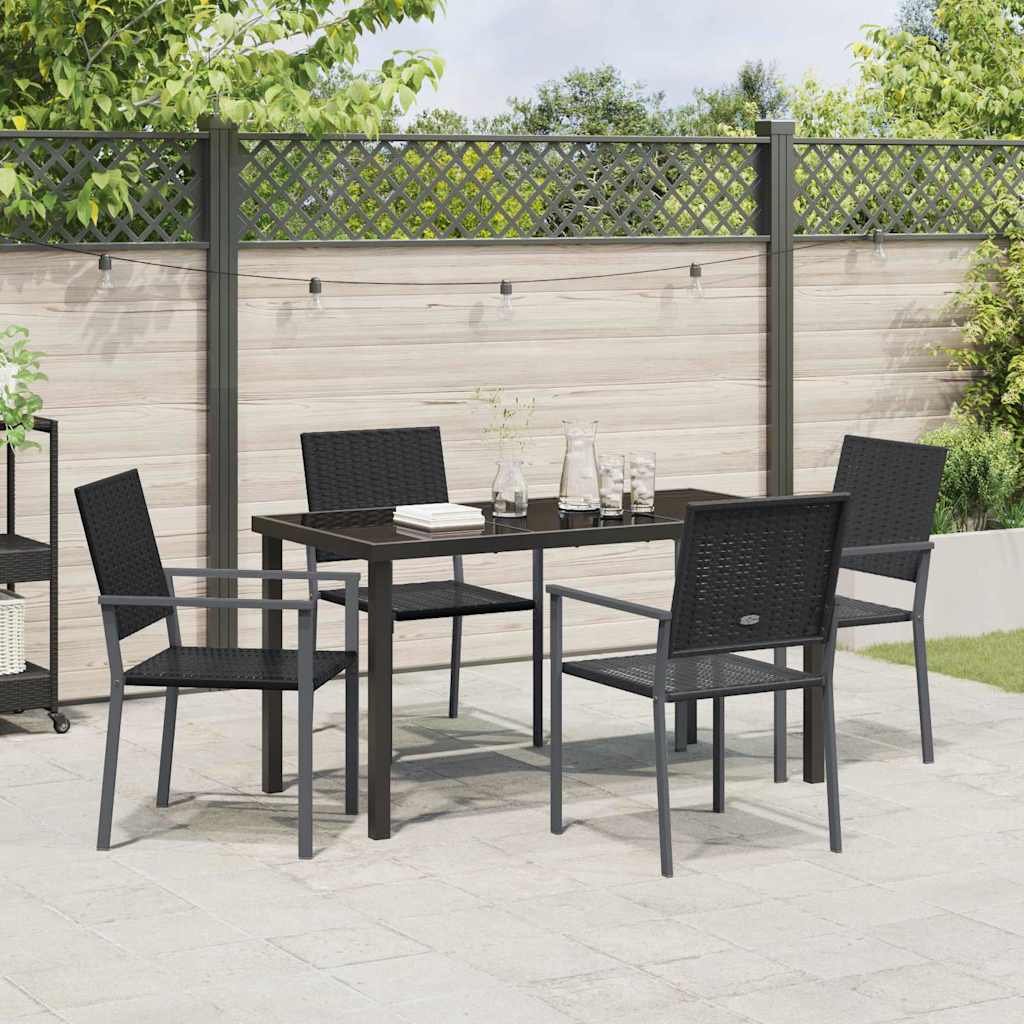 vidaXL Garden Dining Set 5 pcs Black PE Rattan