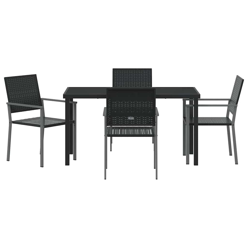 vidaXL Garden Dining Set 5 pcs Black PE Rattan