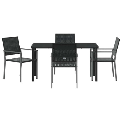 vidaXL Garden Dining Set 5 pcs Black PE Rattan