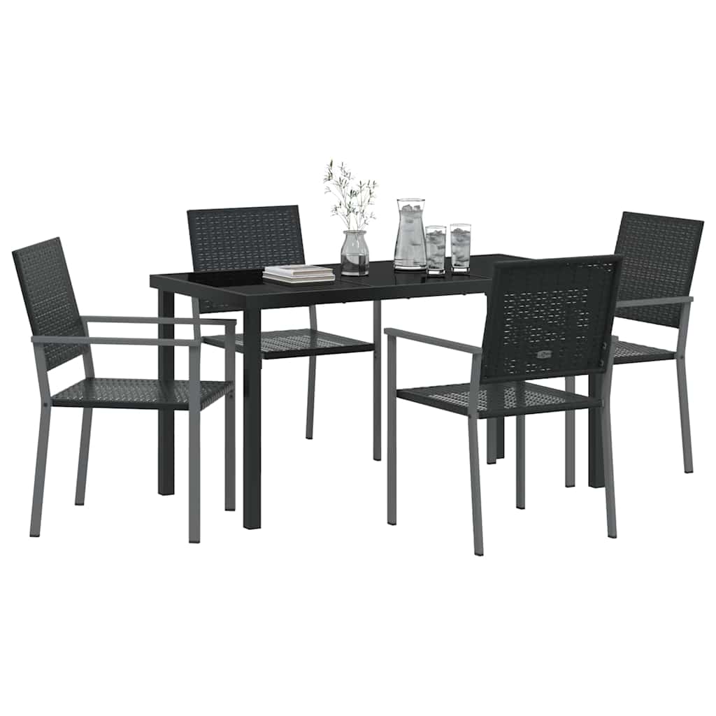 vidaXL Garden Dining Set 5 pcs Black PE Rattan