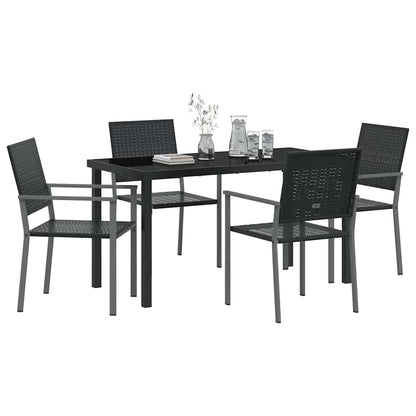 vidaXL Garden Dining Set 5 pcs Black PE Rattan