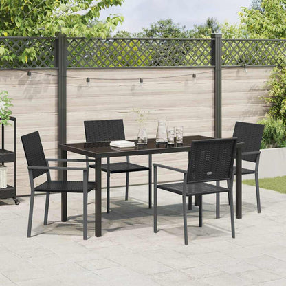 vidaXL Garden Dining Set 5 pcs Black PE Rattan