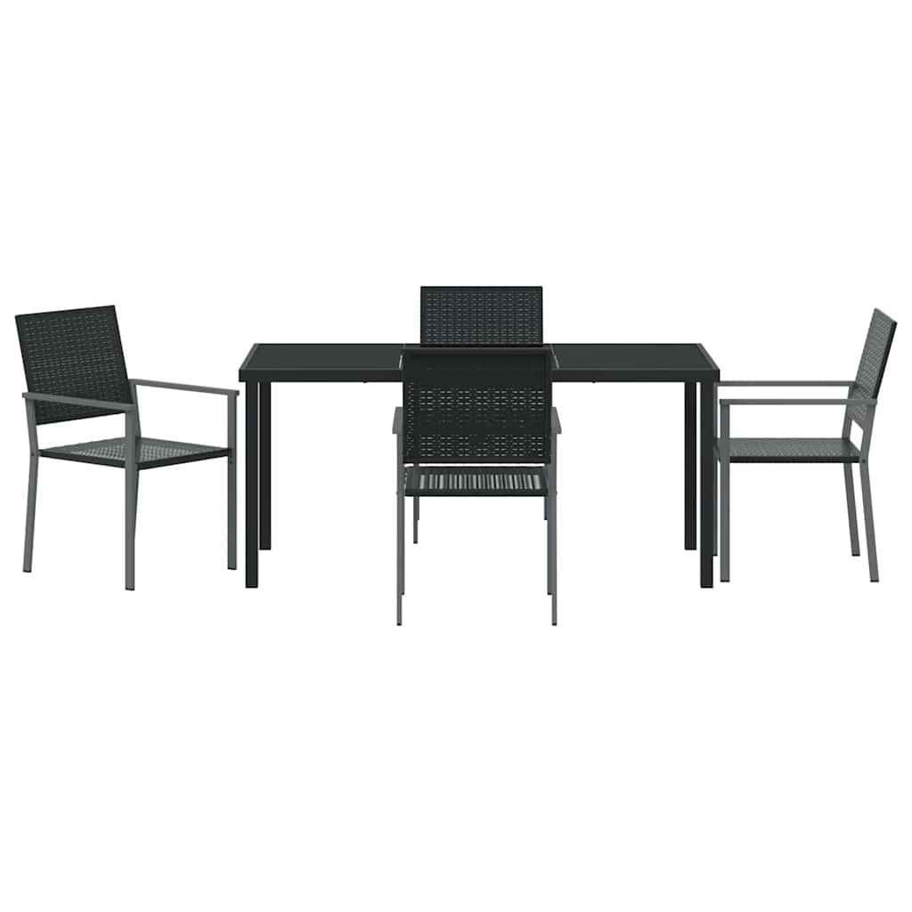 vidaXL Garden Dining Set 5 pcs Black PE Rattan