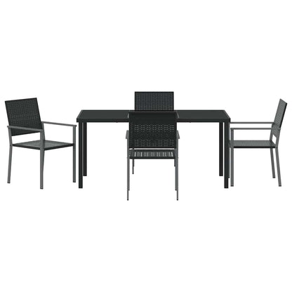 vidaXL Garden Dining Set 5 pcs Black PE Rattan