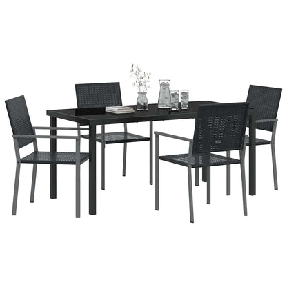 vidaXL Garden Dining Set 5 pcs Black PE Rattan