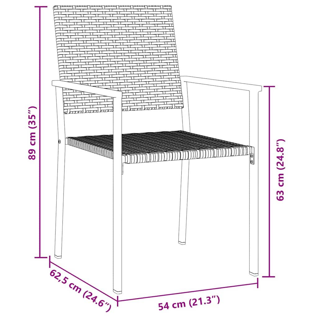 vidaXL Garden Dining Set 7 pcs Black PE Rattan