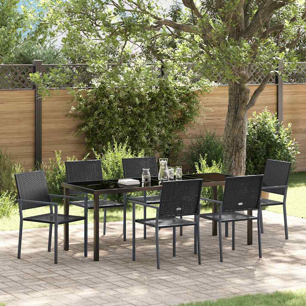 vidaXL Garden Dining Set 7 pcs Black PE Rattan