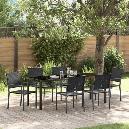 vidaXL Garden Dining Set 7 pcs Black PE Rattan