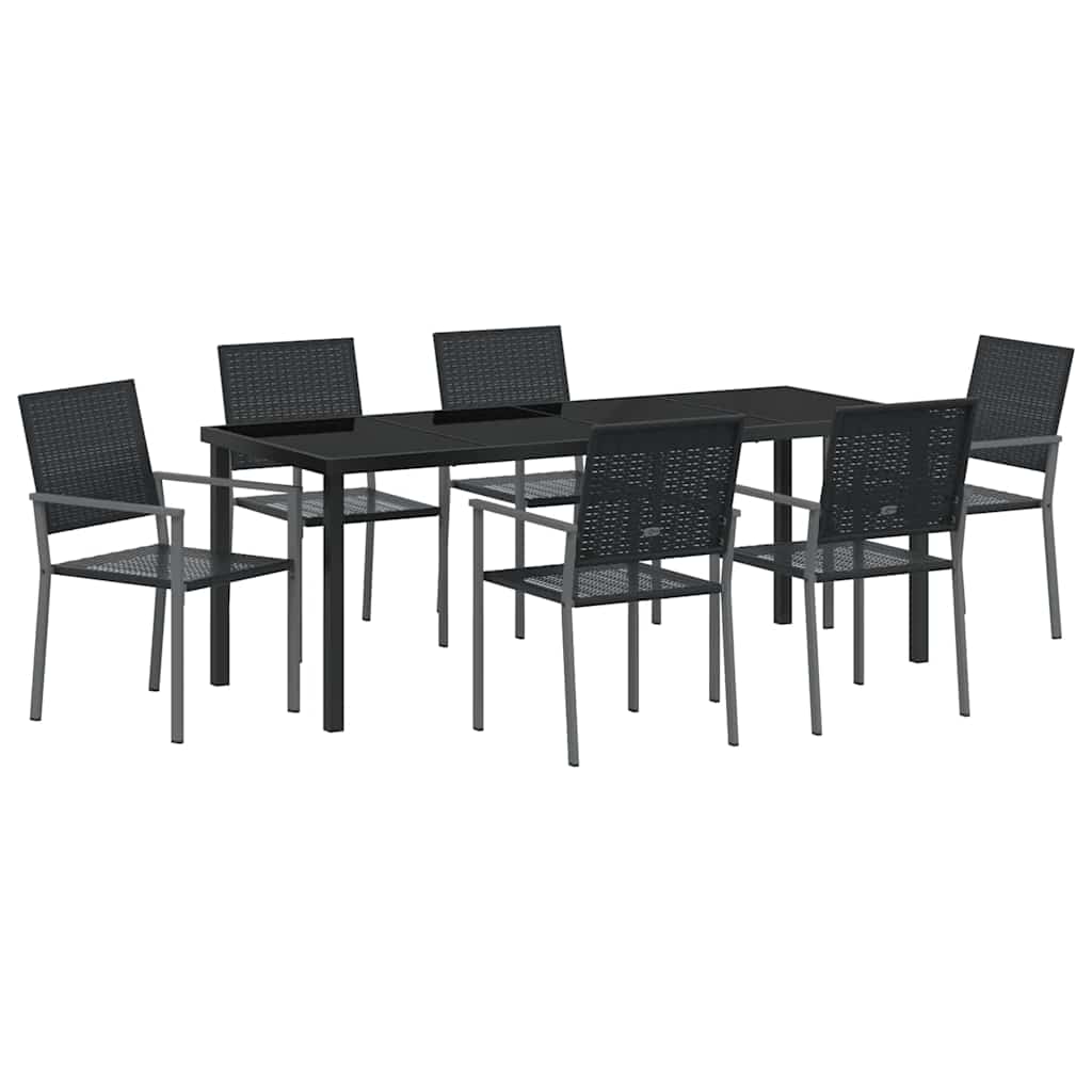 vidaXL Garden Dining Set 7 pcs Black PE Rattan