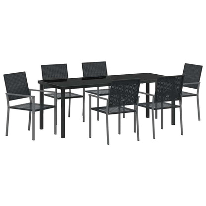 vidaXL Garden Dining Set 7 pcs Black PE Rattan
