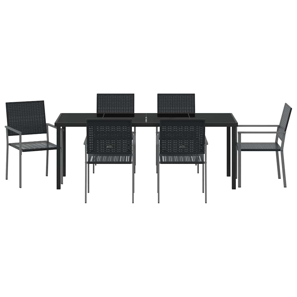 vidaXL Garden Dining Set 7 pcs Black PE Rattan