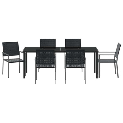 vidaXL Garden Dining Set 7 pcs Black PE Rattan