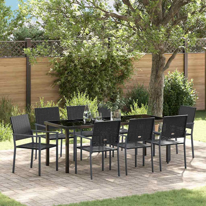 vidaXL Garden Dining Set 9 pcs Black PE Rattan