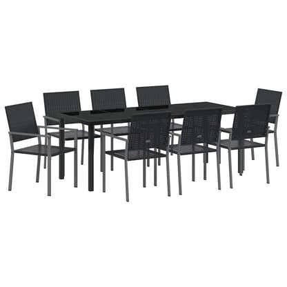 vidaXL Garden Dining Set 9 pcs Black PE Rattan