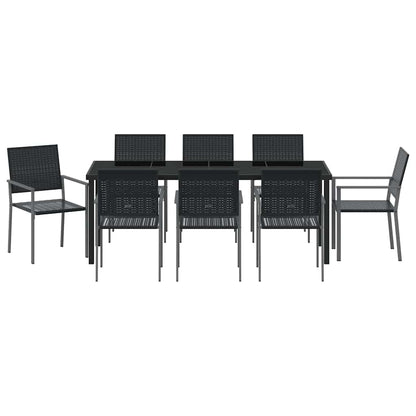 vidaXL Garden Dining Set 9 pcs Black PE Rattan