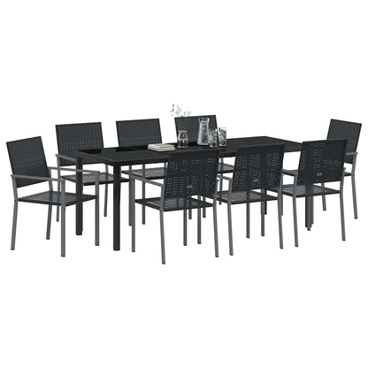 vidaXL Garden Dining Set 9 pcs Black PE Rattan