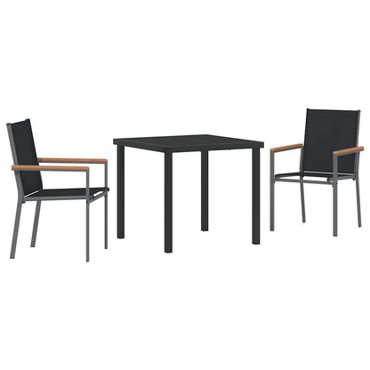 vidaXL Garden Dining Set 3 pcs Black Powder-coated Steel