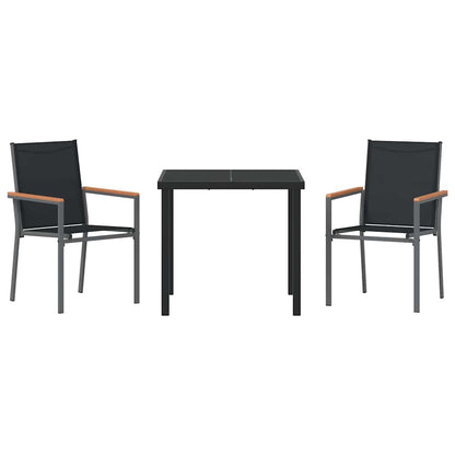 vidaXL Garden Dining Set 3 pcs Black Powder-coated Steel