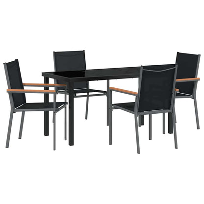 vidaXL Garden Dining Set 5 pcs Black Powder-coated Steel