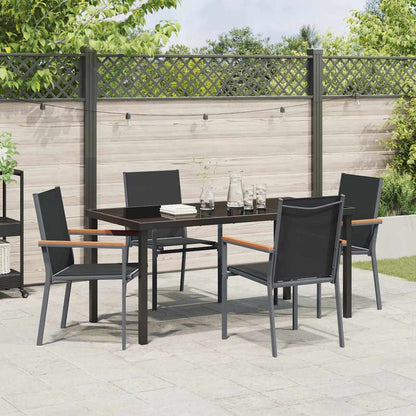 vidaXL Garden Dining Set 5 pcs Black Powder-coated Steel