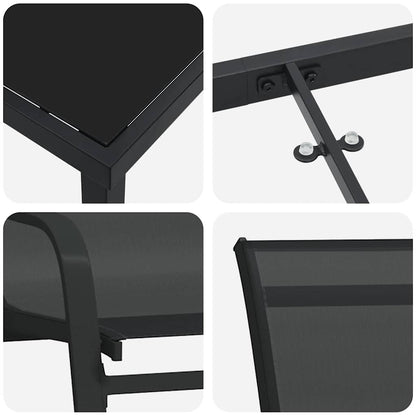 vidaXL Garden Dining Set 3 pcs Black Powder-coated Steel