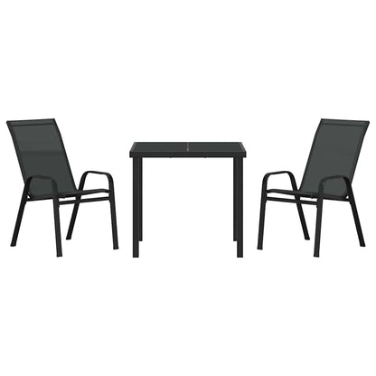 vidaXL Garden Dining Set 3 pcs Black Powder-coated Steel