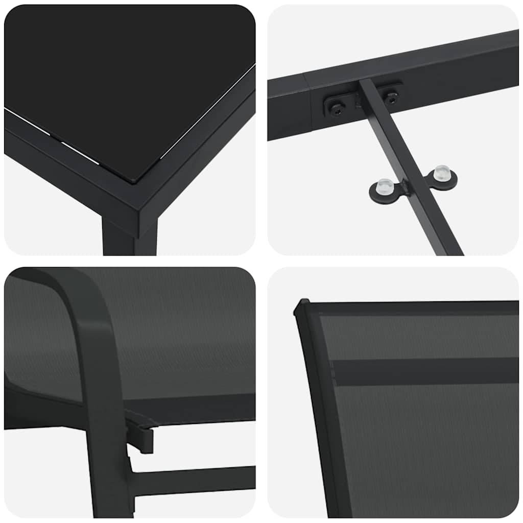 vidaXL Garden Dining Set 5 pcs Black Powder-coated Steel
