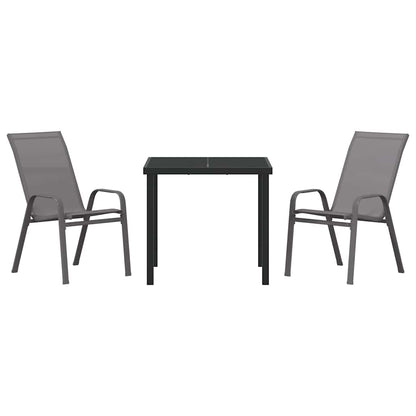 vidaXL Garden Dining Set 3 pcs Grey and Black Powder-coated Steel