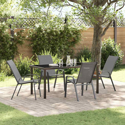 vidaXL Garden Dining Set 5 pcs Grey and Black Powder-coated Steel