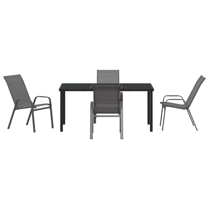 vidaXL Garden Dining Set 5 pcs Grey and Black Powder-coated Steel