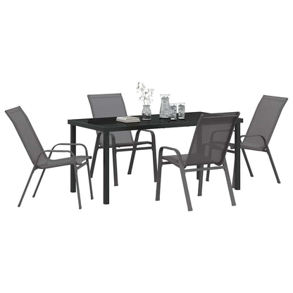 vidaXL Garden Dining Set 5 pcs Grey and Black Powder-coated Steel