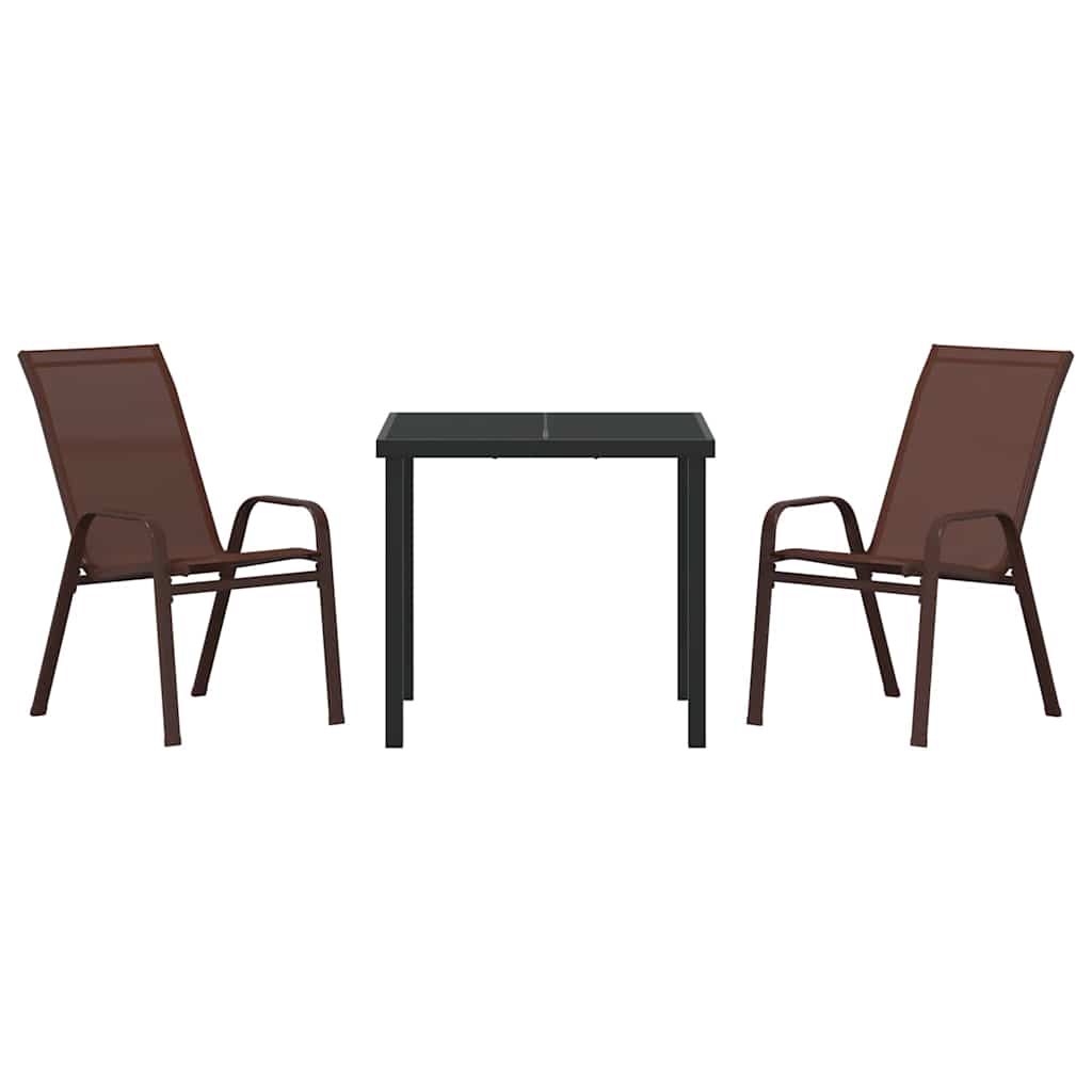 vidaXL Garden Dining Set 3 pcs Brown and Black Powder-coated Steel