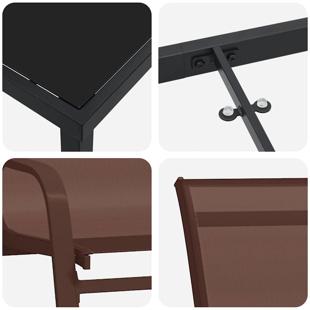 vidaXL Garden Dining Set 5 pcs Brown and Black Powder-coated Steel