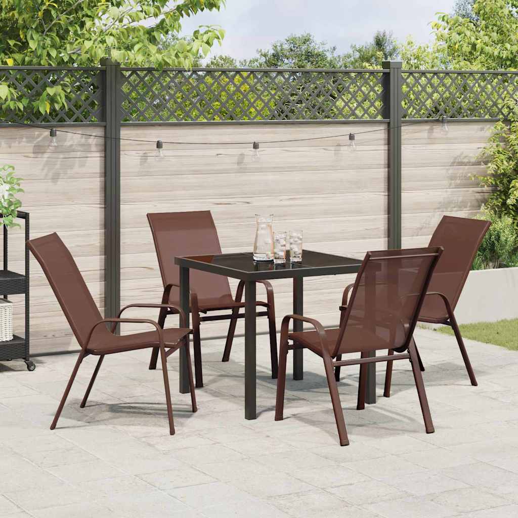 vidaXL Garden Dining Set 5 pcs Brown and Black Powder-coated Steel