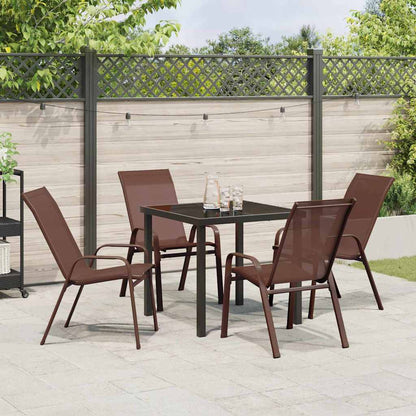 vidaXL Garden Dining Set 5 pcs Brown and Black Powder-coated Steel