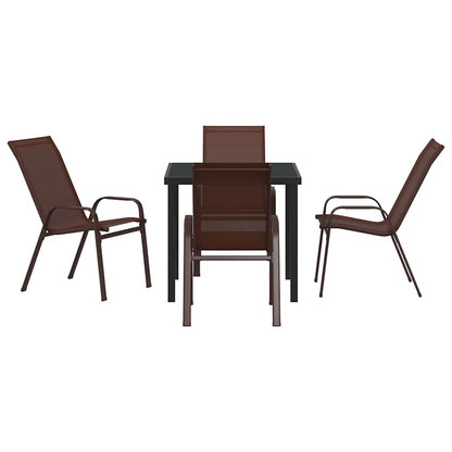 vidaXL Garden Dining Set 5 pcs Brown and Black Powder-coated Steel