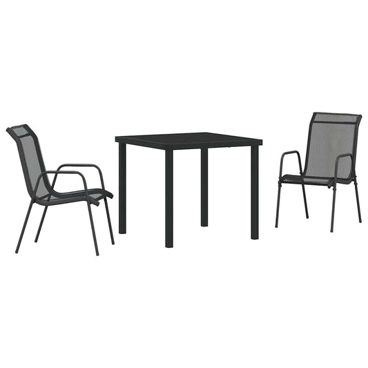 vidaXL Garden Dining Set 3 pcs Black Powder-Coated Steel